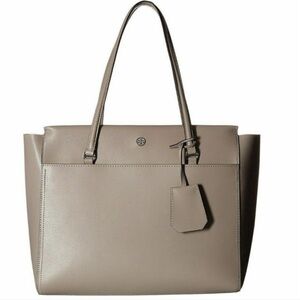 Tori Burch Parker Dust Storm Grey Leather Tote Shoulder Bag